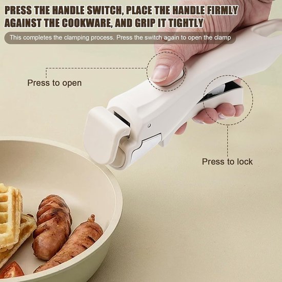 Dailygoods- Panhandle Antislip - Verstelbare Vervangingshandgreep - Eén-knopssluiting - Geschikt voor Pannen/Borden - Compact en Draagbaar - Veilig in Gebruik - Panhandvat — afbeelding 3