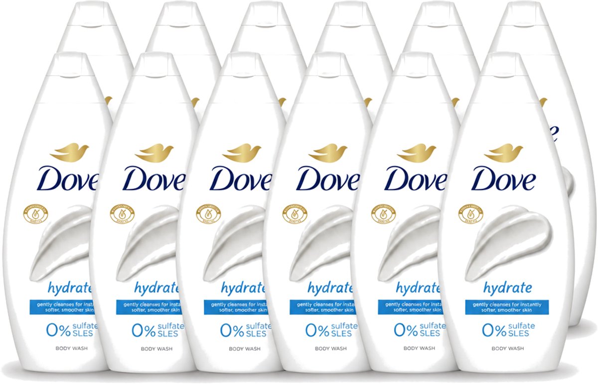 12 x Dove – Douchegel – Hydrate – 450 ml - Voordeelverpakking - 12 stuks