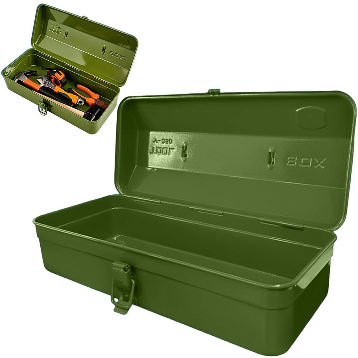 SnelShoppen - Multifunctionele Gereedschapskist met Slotgesp, Leeg, Grote Robuuste Metalen Gereedschapskist 37 × 16 × 12 cm met Draaggreep voor Effici