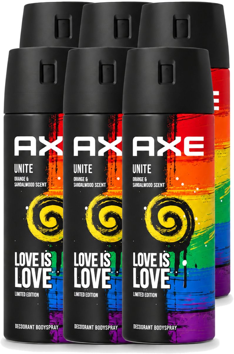 6 x Axe – Deodorant Spray – Unite – 150 ml - Voordeelverpakking - 6 stuks