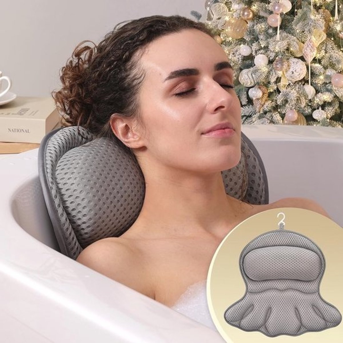 Luxe badkussen - voor hoofd- en rugondersteuning - Zacht - en antislip - Ideaal voor ontspanning - in bad of spa