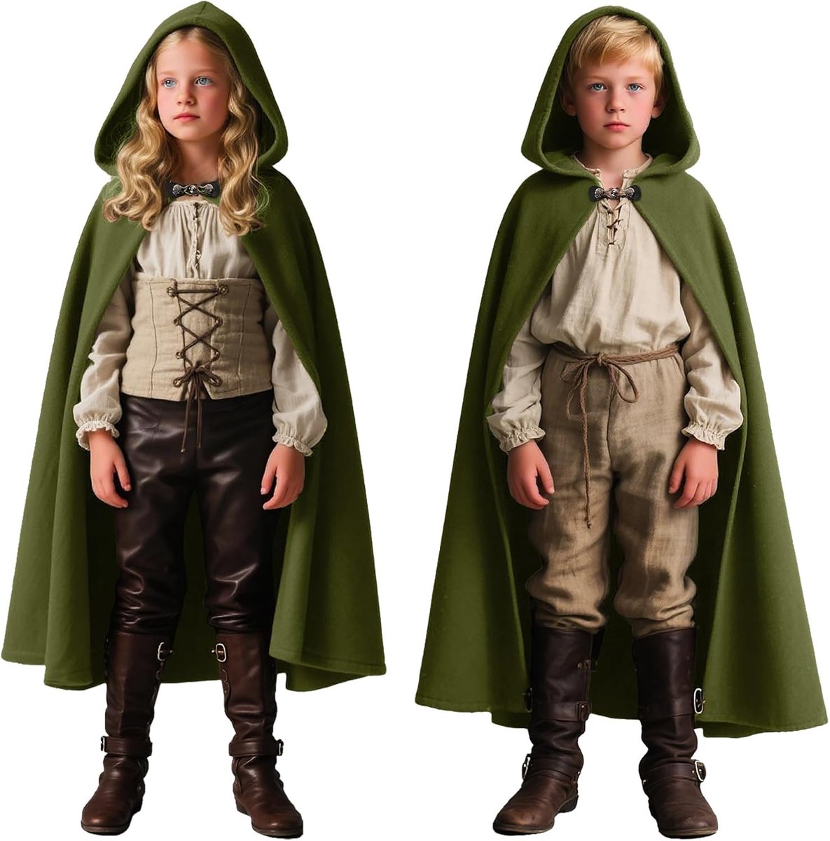 Cape met capuchon voor heren, renaissance-jas met capuchon, heksenjas, Halloween-kostuum, mantel met capuchon