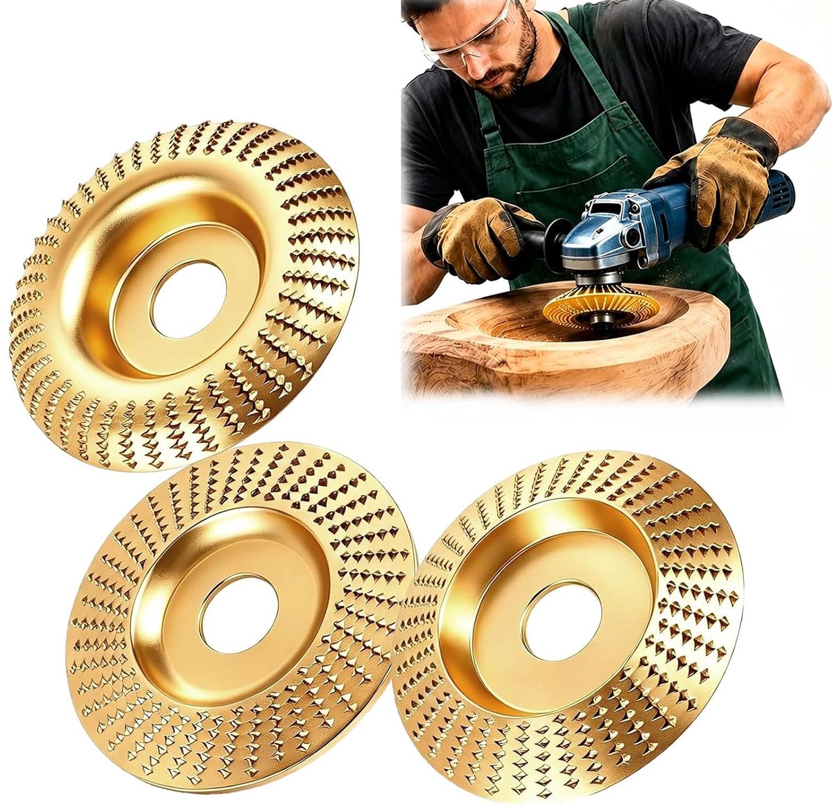 Slijpschijven voor Hout voor Haakse Slijper, Goud, 3 Stuks
