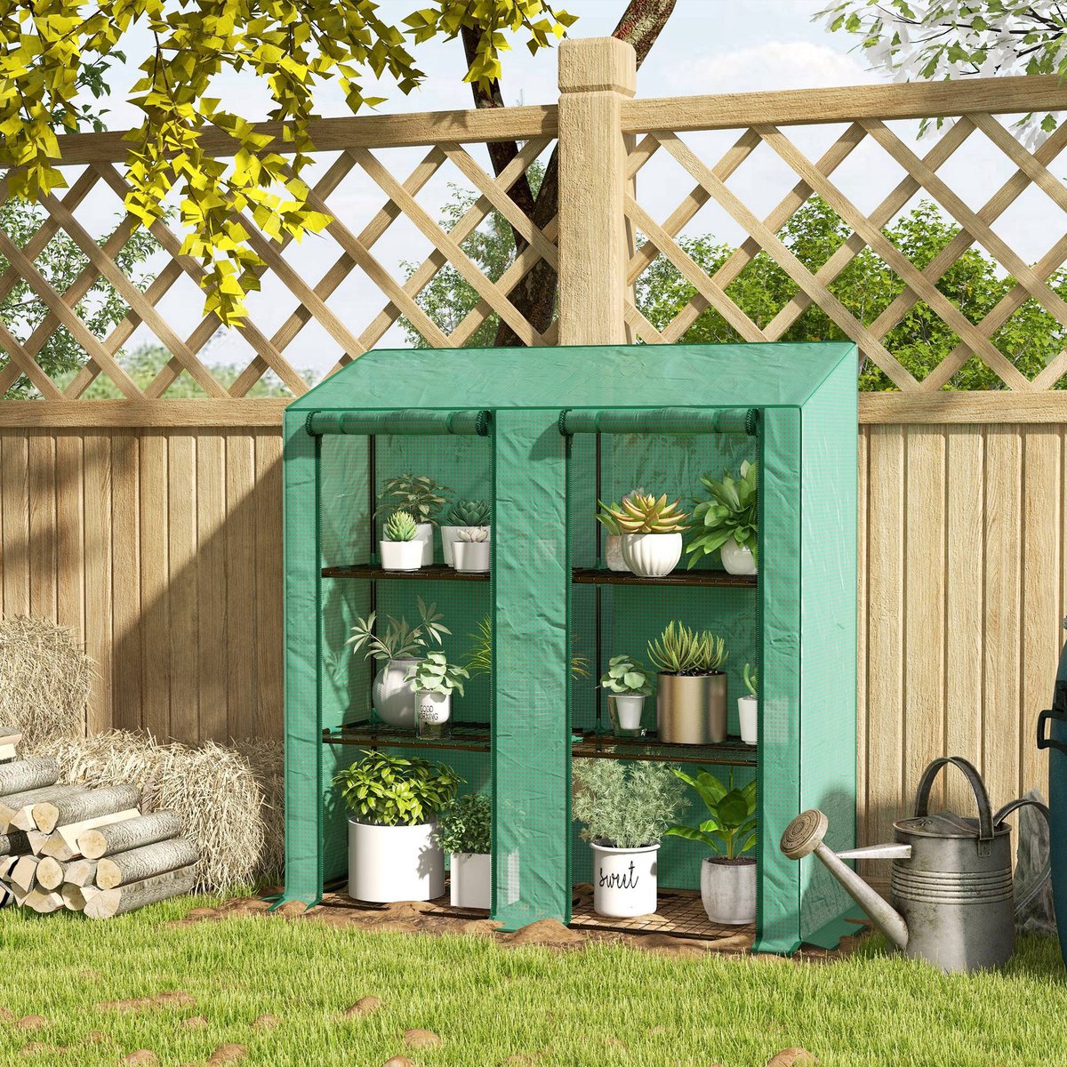 Kas 143×46×151 cm groen metaal en kunststof, 3-laagse kas, kweekkas, plantenkas voor jonge planten, stevig en duurzaam, eenvoudig design, praktisch en mooi, geschikt voor balkon, tuin en terras – foto 5