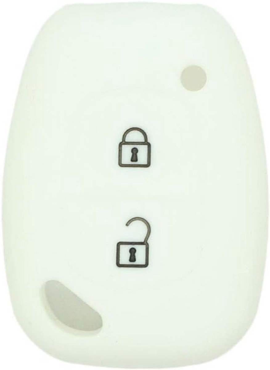 Cover Protector Case Skin Jacket geschikt voor RENAULT VAUXHALL OPEL NISSAN 2 Button Remote Key Fob CV9351 Kleur: wit