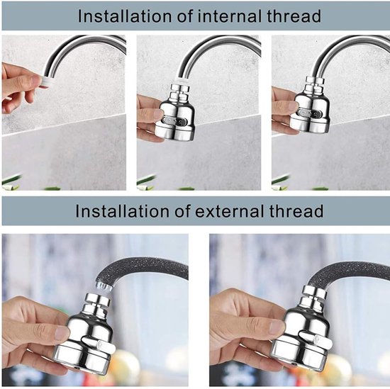 360 ° Roterende Spatbestendige Kraan Beluchter Verstelbare 3 Modi Waterbesparende Kraan Sproeier Hoofd voor Badkamer Keuken — afbeelding 5