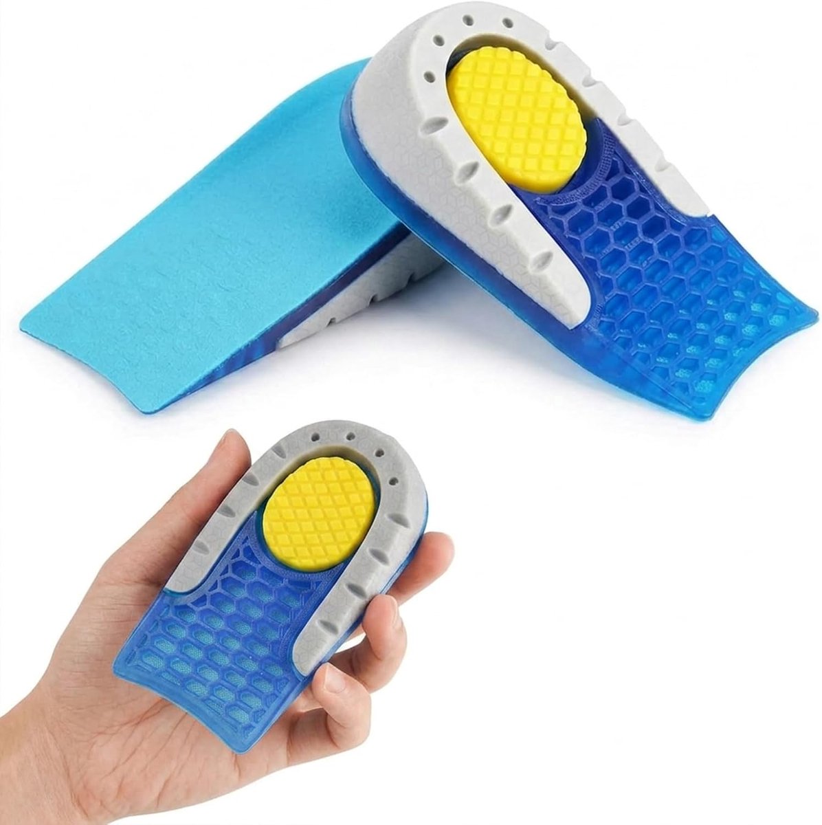 Hielkussen voor schoenen, gelinlegzolen met hielverhoging, tegen hielpijn en plantaire fasciitis, houdingscorrectie en beenlengtecompensatie, schokabsorberend voor dames en heren, 1 paar, 1,5 cm