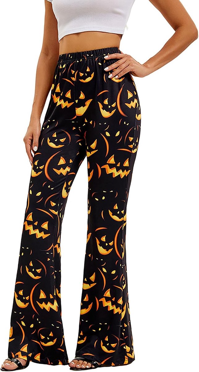 Hippiekostuum voor dames, jaren '60 en 70, hippiebroek, boho, bloemenprint, uitlopende hoge taille, outfit, discokostuum, yogabroek, leggings met hippie-accessoires