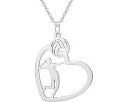 TEAMER Heart Volleyball Player Necklace Delicate Volleyball Spike Player Sport Ball Jewelry For Team Athlete Coach - ShopVlot