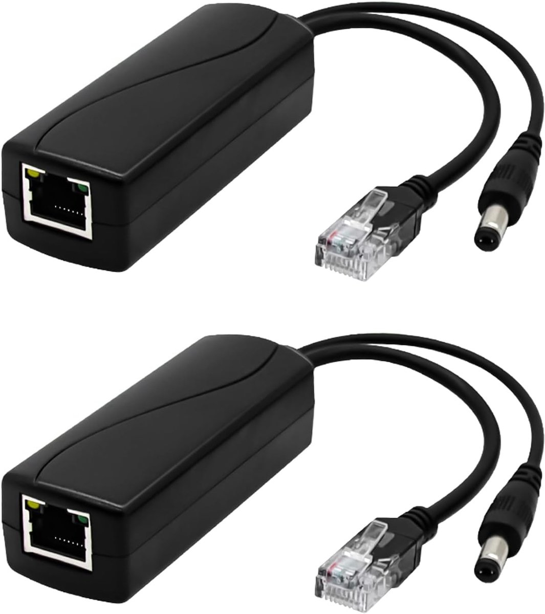 2pcs PoE Splitter, 12V Active PoE Adapter, Gigabit 48V to 12V 2A DC, Plug 0.5 x 0.3 cm, Converter Power Over Ethernet - ShopVlot
