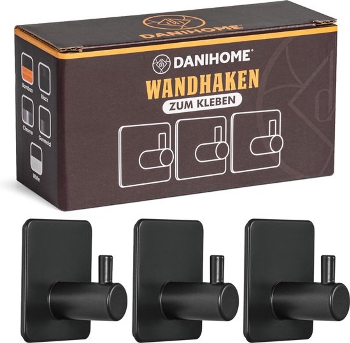 Zwarte handdoekhouder - Zelfklevende wandhaak voor keuken en badkamer