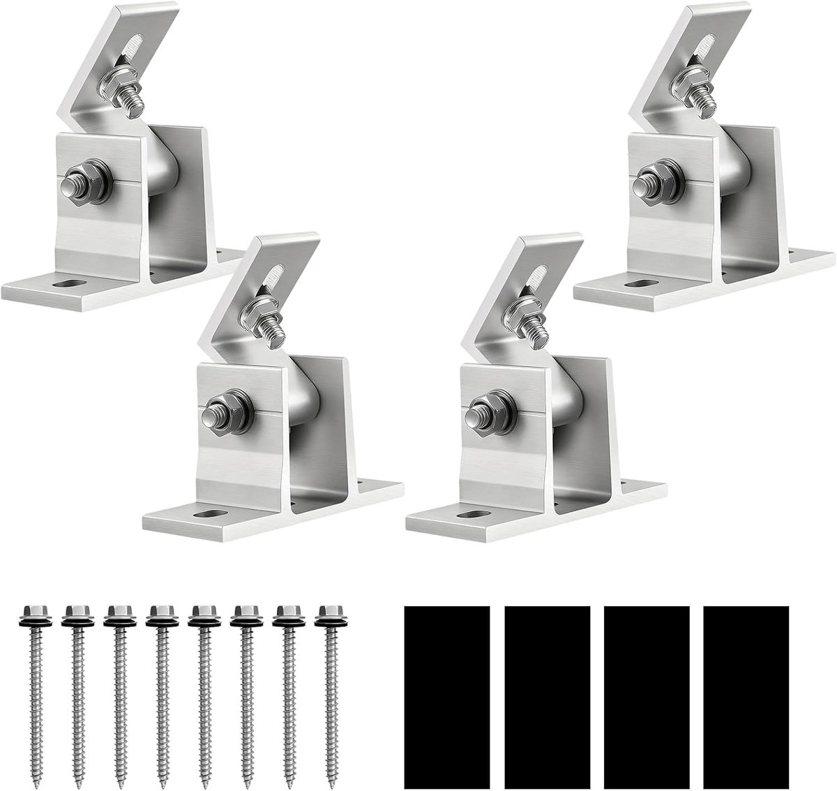 Pack of 4 solar panel holders, solar panel holder made of robust aluminium, tilt angle 10°-60°, PV module holder - ShopVlot