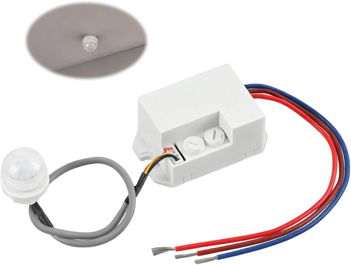 Inbouwbewegingssensor, infraroodsensor, PIR 220-240 V, 120 graden, 6 m, met verstelbare schemeringssensor, 20-2000 - ShopVlot