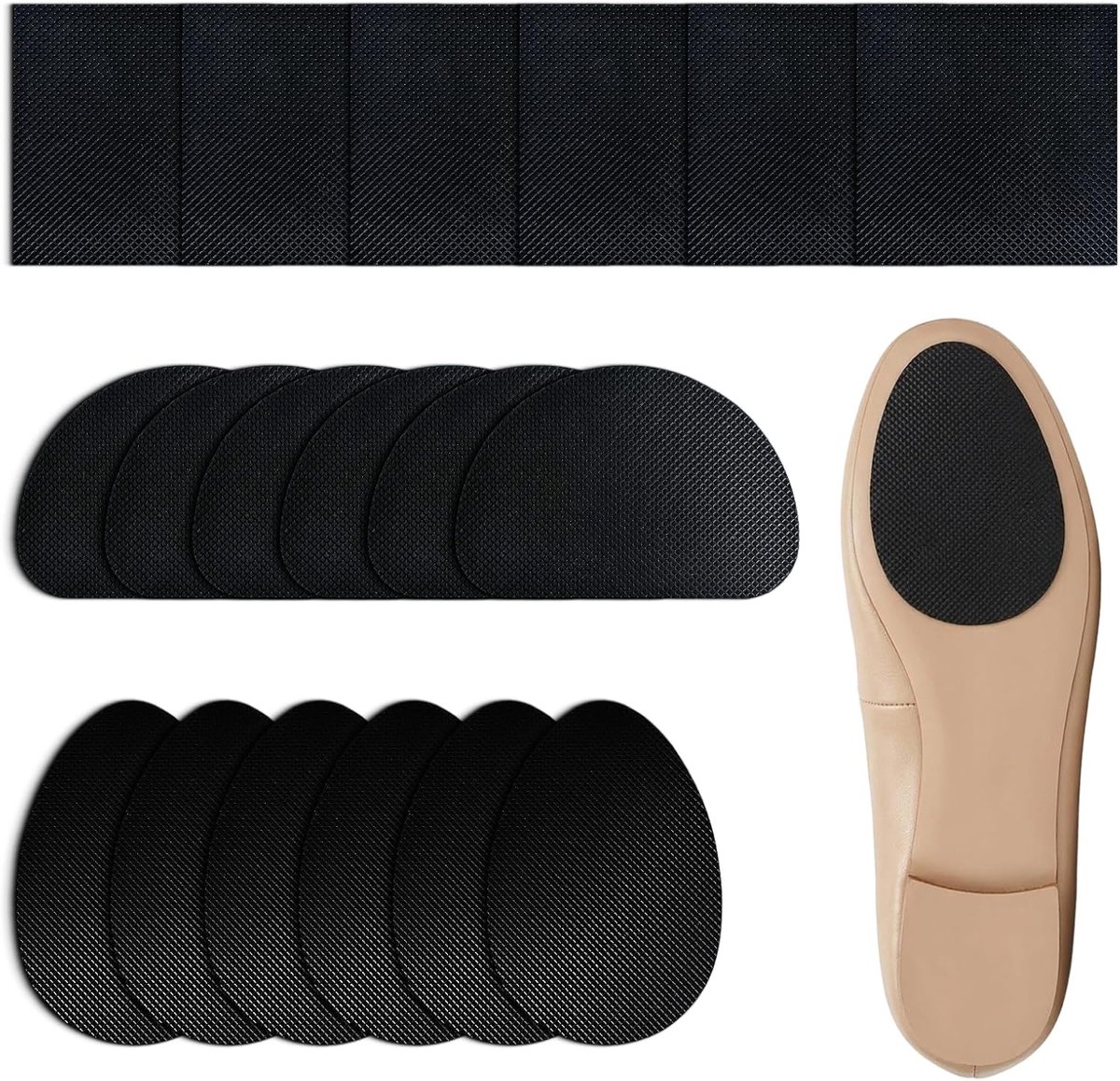 18 stuks antislipzoolpads, zoolpads in drie vormen, 95 x 65 mm ovaal, 90 x 60 mm halve cirkel, 65 x 65 mm vierkant - ShopVlot