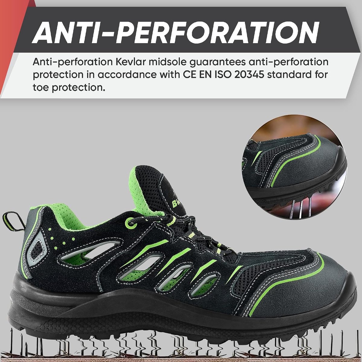 Werk schoenen S1P EU 41 - zwart - olie- en slipbestendig - ultieme grip met 4 x 4 technologie - ShopVlot
