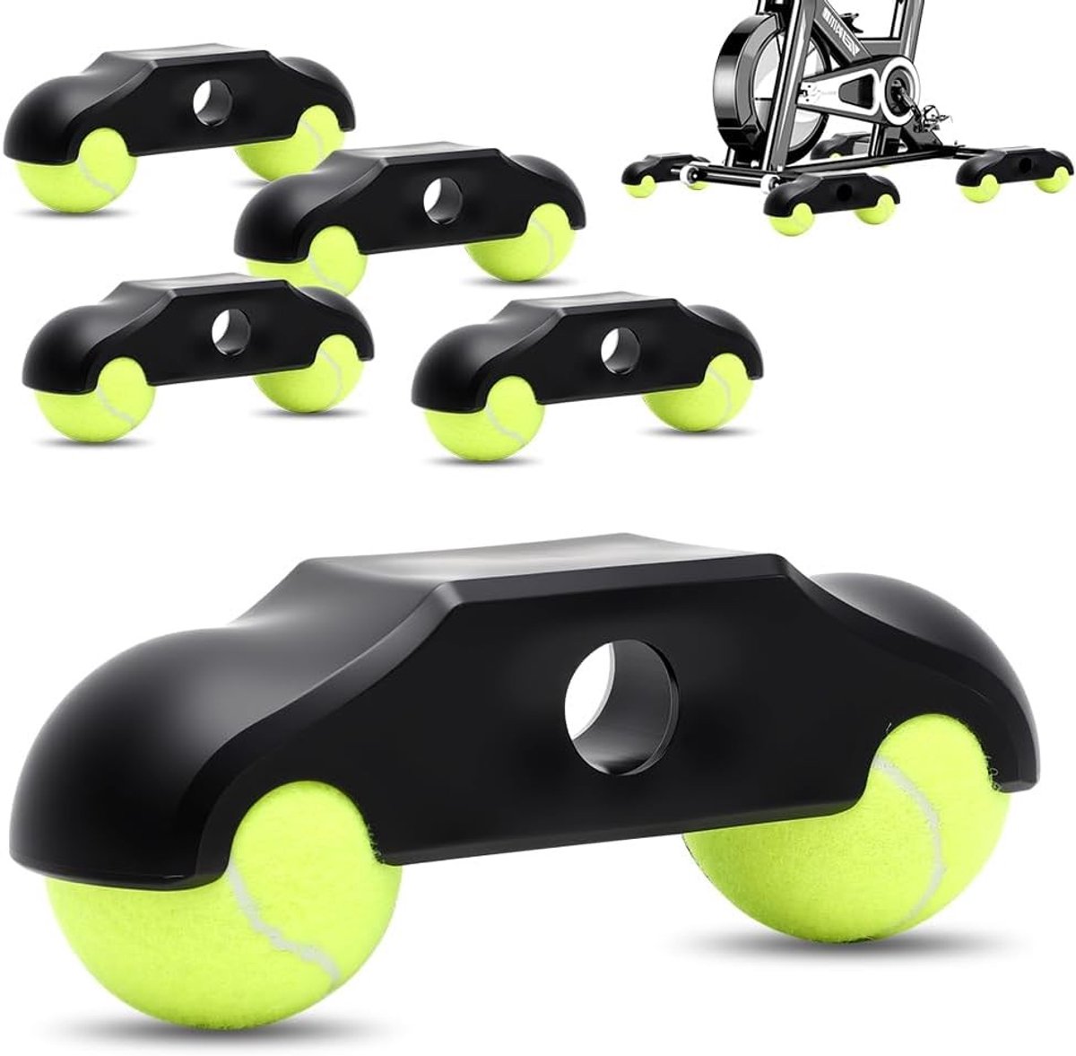 Rocker Plate Voeten voor Indoor Cycling, Tennisballen Adapter voor Fiets Trainer, Geschikt voor Zwift en Thuis Workouts (4 Stuks + 8 Tennisballen)