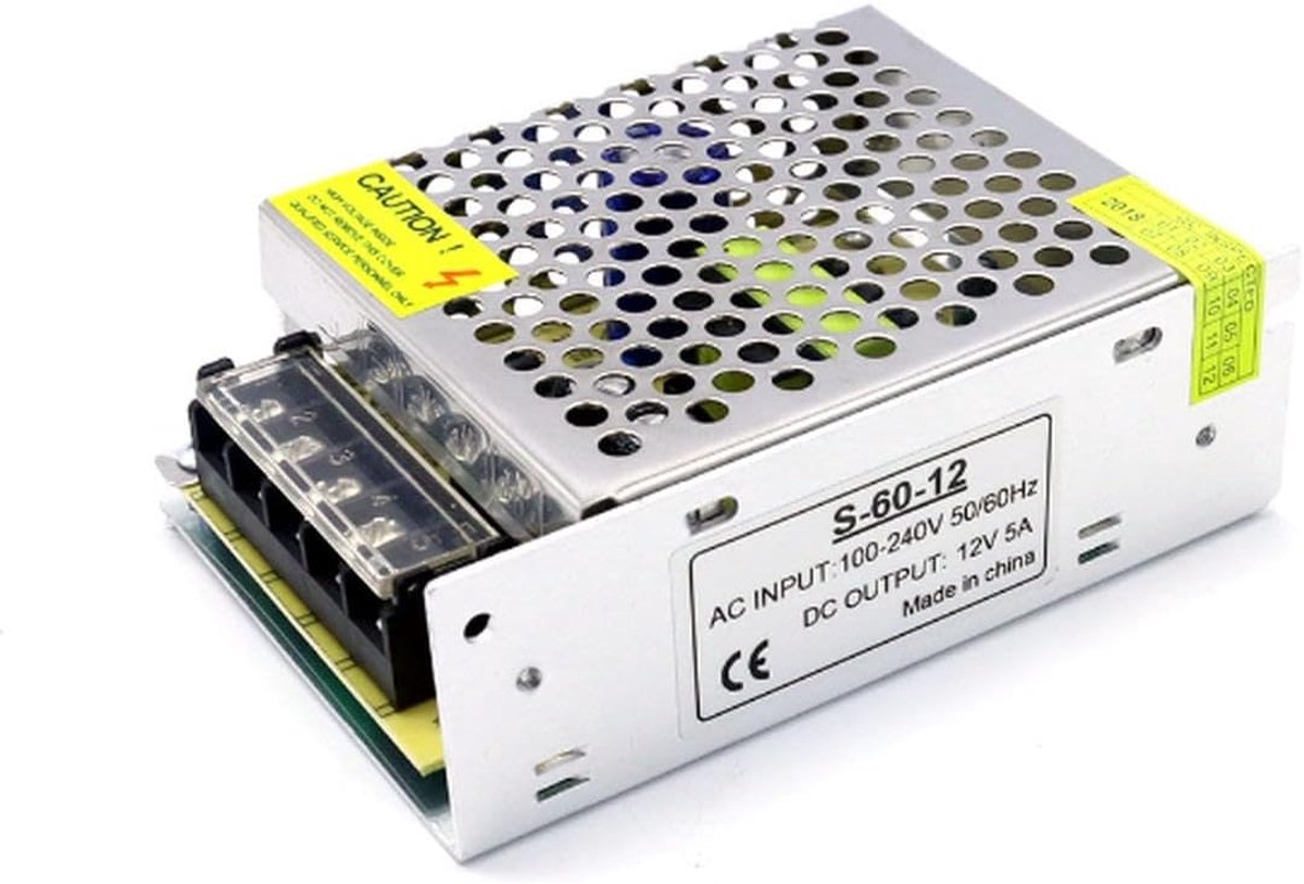 Schakelvoeding 60 W - 12 V 5 A - Met perforatiebehuizing - Voor LED-strips en 3D-printers - ShopVlot