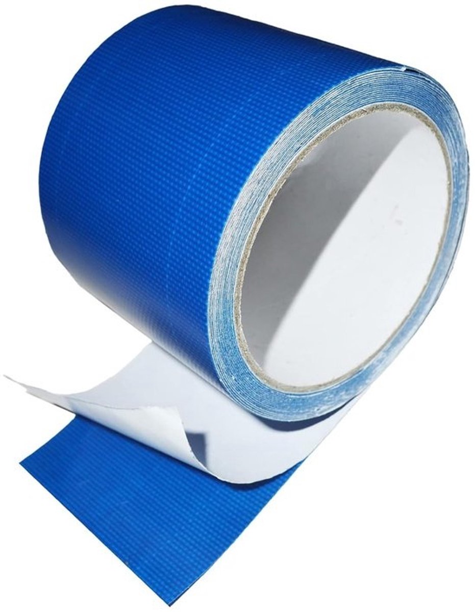 Waterdichte en sterke plakband van 8 cm x 5 m - Voor reparatie van tenten, luifels en zeilen - Hoge hechting en scheurweerstand, blauw