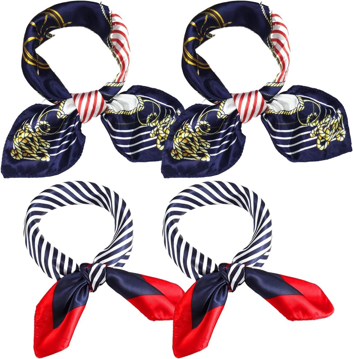 Sjaal set van 4 - lichte satijnen stof - elegant maritiem thema - perfect voor casual of formele gelegenheden - ShopVlot
