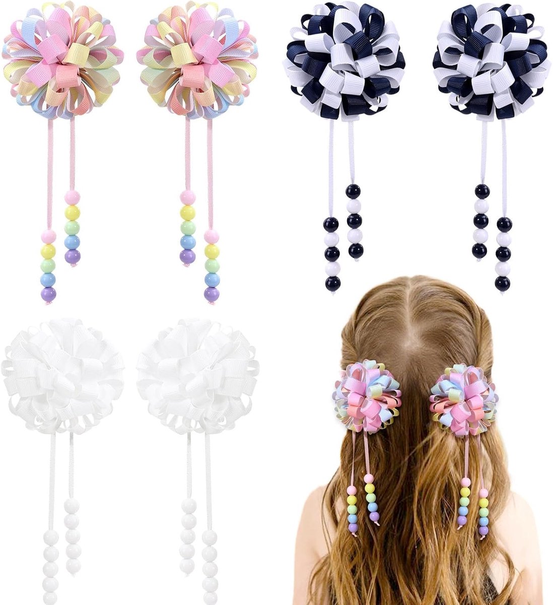 Haarclips voor meisjes - 3 stuks bloemen - Kunststof bloemen met parels - Perfect voor elke haarstijl - ShopVlot