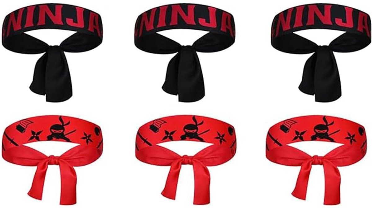 Set of 6 Headbands Red Black Sport Karate Martial Arts Costume Cosplay - ShopVlot