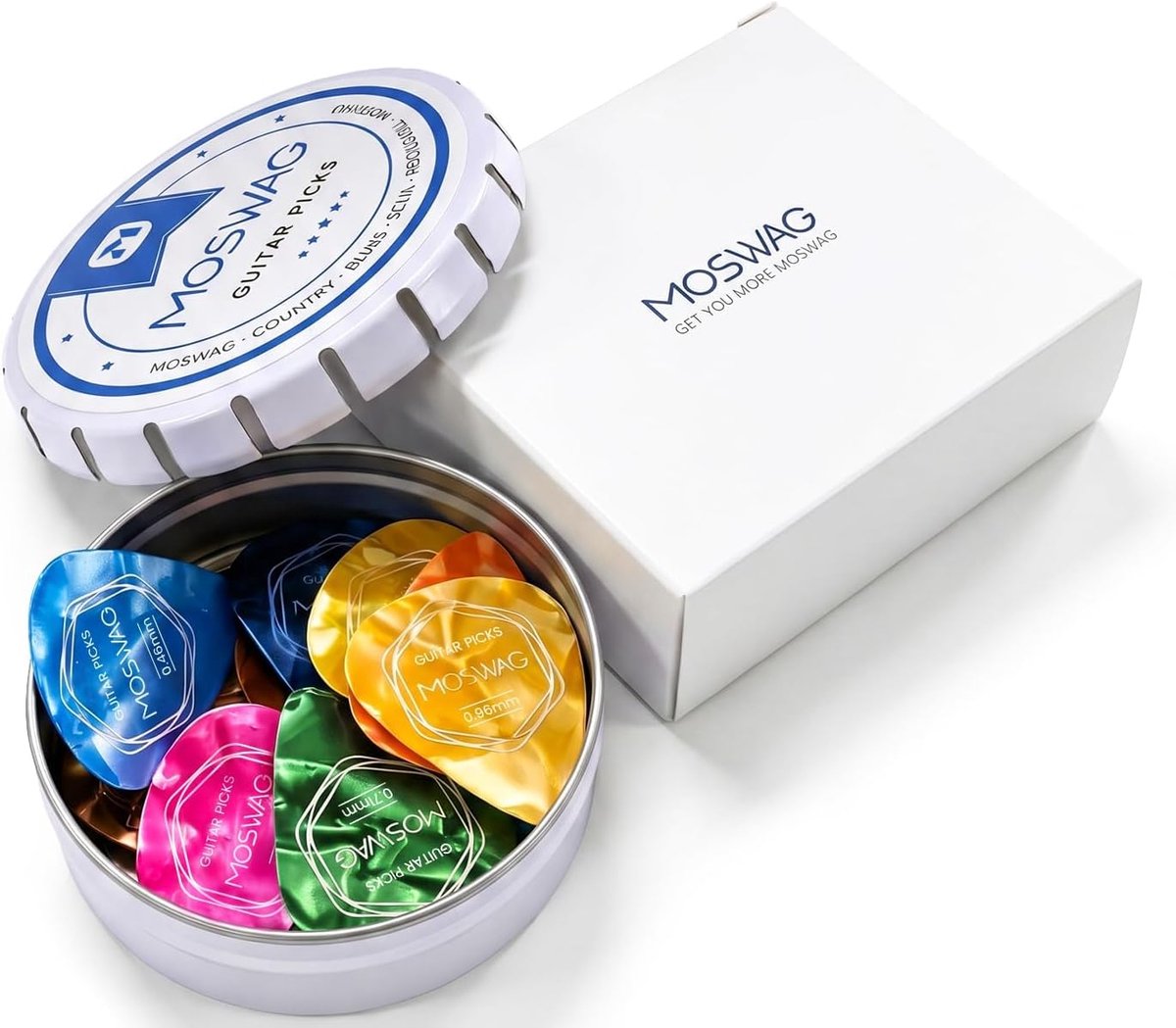 MOSWAG 16 Plettri in Celluloïde voor Chitarra – Slimme, Medium, Zware en Extra Zware voor Akustische Chitarra - ShopVlot