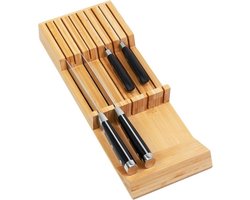 Thijox - Bamboe messenla organiser voor 9 messen met groot handvat