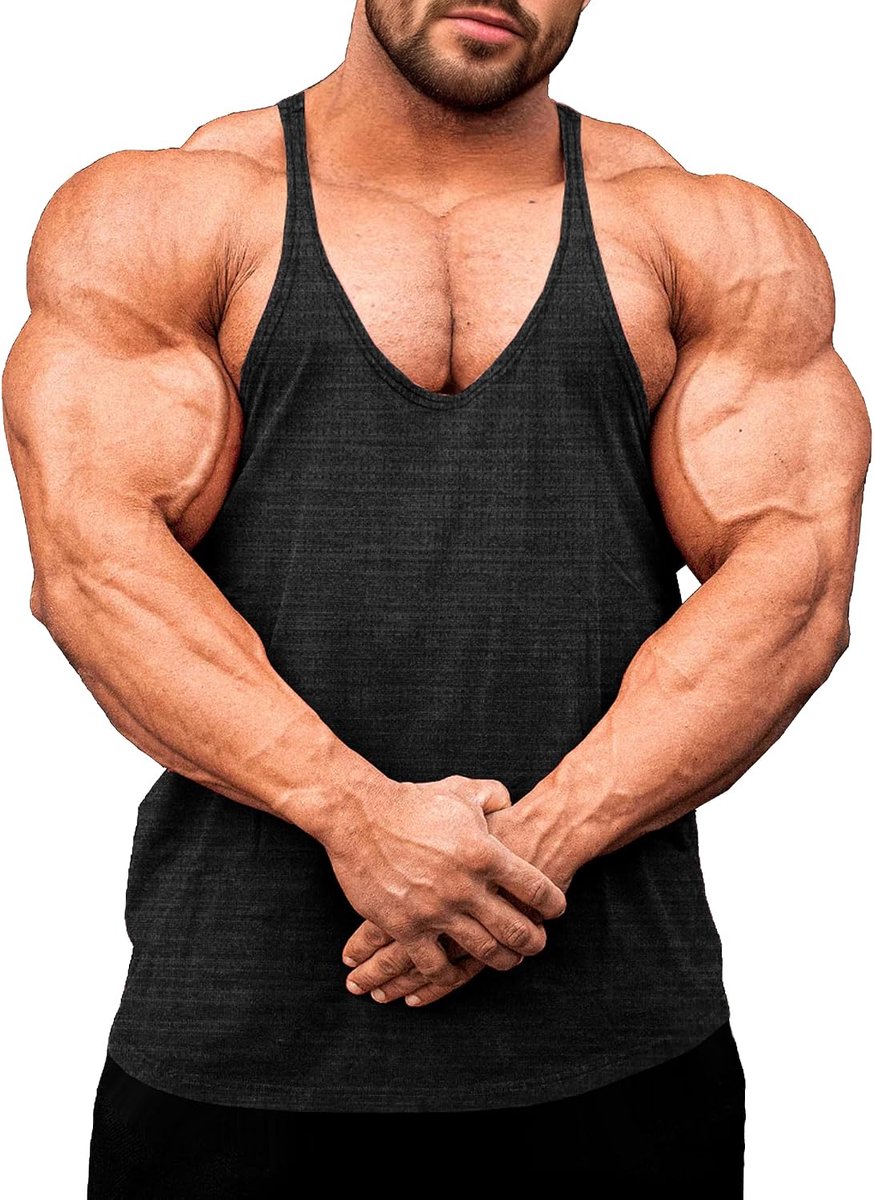 Heren Fitness Stringer Spier Tank Top, Y-Back Gym Drager Shirt, Bodybuilding Spiershirts Mannen Sneldrogend