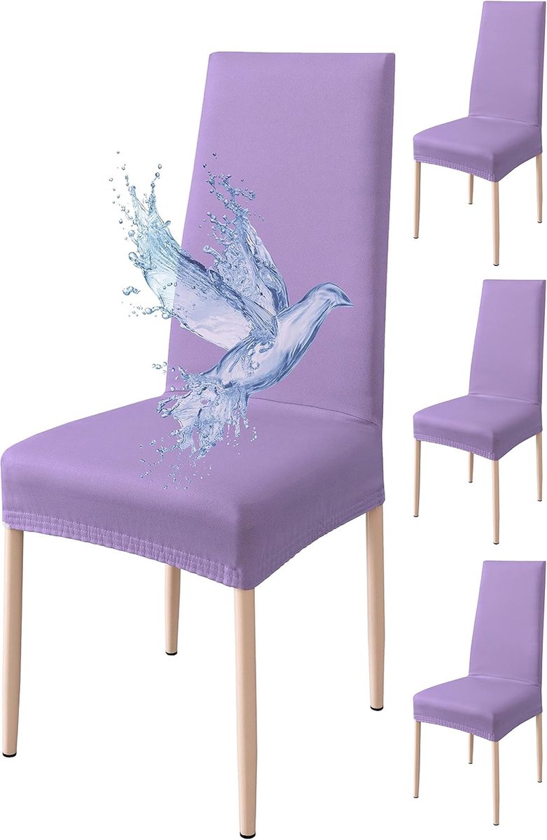 4 stuks, waterdicht, eetkamerstoelhoes, rekbare stoelhoes, universeel, eenvoudig te installeren, gemakkelijk te reinigen (paars, 4 stuks)