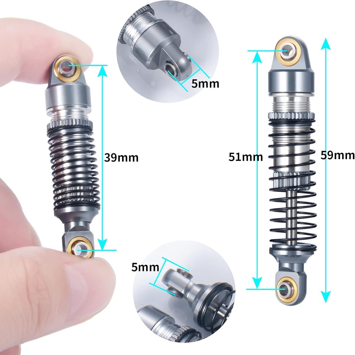 Aluminiumlegering RC Schokbrekers Dempers voor 1/18 RC Crawler TRX4M Bronco Defender Upgrade Onderdelen (Titanium)