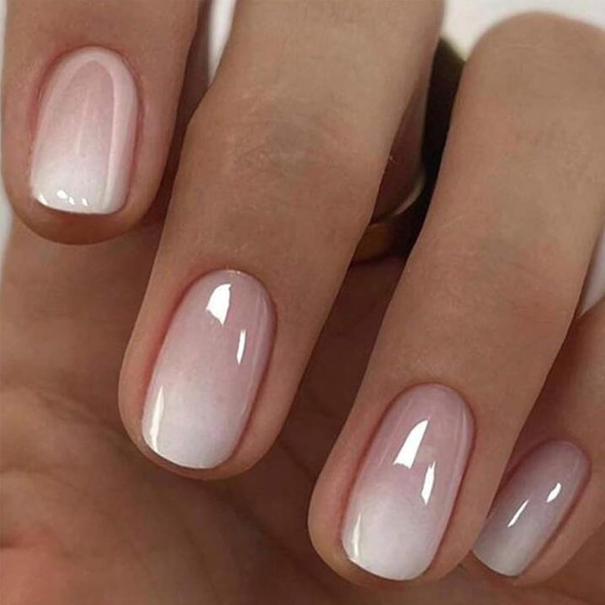 Vierkante press-on nagels met Chrome French Design – herbruikbare kunstnagels met glitter, 24 stuks incl. lijm en vijl voor doe-het-zelf nageldesign