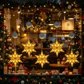 Luckystar LED Kerstverlichting Raam - 6 Sneeuwvlokken - Raamdecoratie Warm Wit - 20 cm - Met Zuignap - Op Batterijen