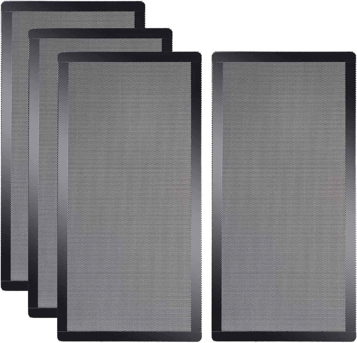 [4 stuks] 240 x 120 mm PC-behuizing stoffilter, magnetisch frame computerventilator stofgaas PC koelfilter stofdicht PVC-afdekroosters - zwart