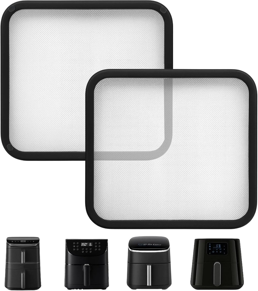 2 stuks spatbeschermingsrooster voor Air Fryer Cosori 5,5 l - 6,2 l | Spatbescherming voor Turbo Tower 10,8 l, Philips HD9270/91, HD9285/91, magnetisch, roestvrij staal, herbruikbaar
