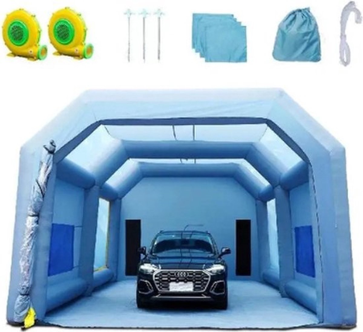 Opblaasbare - Verfbooth - Verfcabine - 2 blowers - Partytent - Opblaasbare partytent - Blauw - 4 x 2,5 x 2,2 m