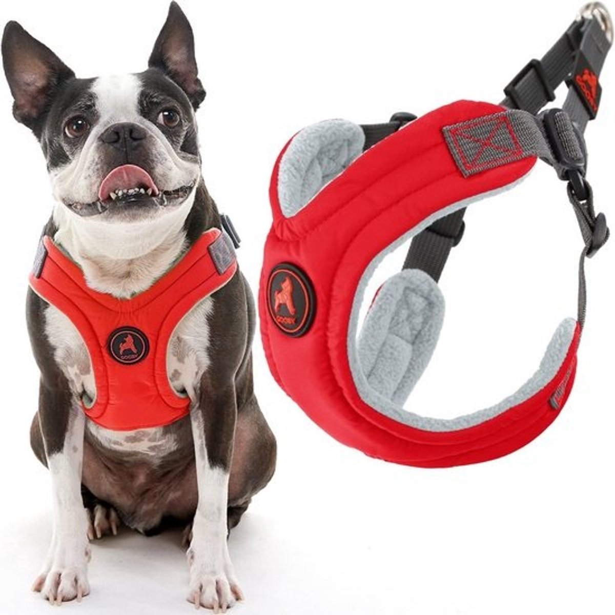 Ergonomisch hondentuigje van geheugenschuim - Rood - Large - Antitrek tuigje voor kleine en middelgrote honden - Ideaal voor reizen