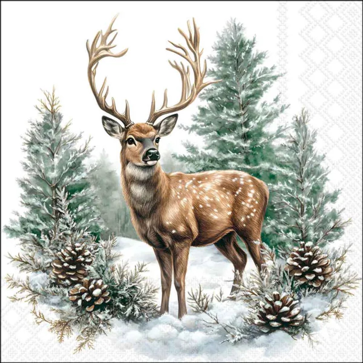 Ambiente - Servetten - 33 x 33 cm - Winter Stag White