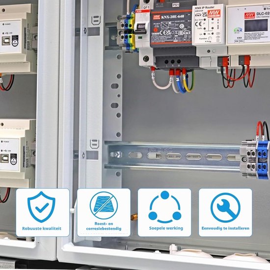 Aluminium DIN Rail van 200 mm voor Elektrische Verdelers en Controlekasten - Stevige Ondersteuningsrail 35 mm Breed — afbeelding 4