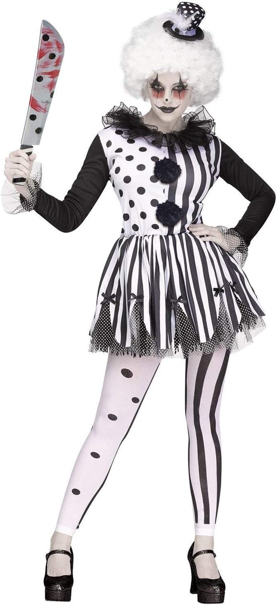 Clown verkleedkostuum voor dames, groot, zwart, Zwart, L