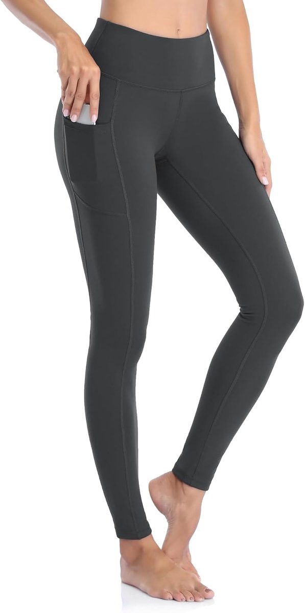 Dames Zwarte Gymlegging Hoge Taille Sportbroek Lange Yogabroek Workout Fitness Hardloopbroek Wandellegging Hoge Ondoorzichtige Taille met Zakken