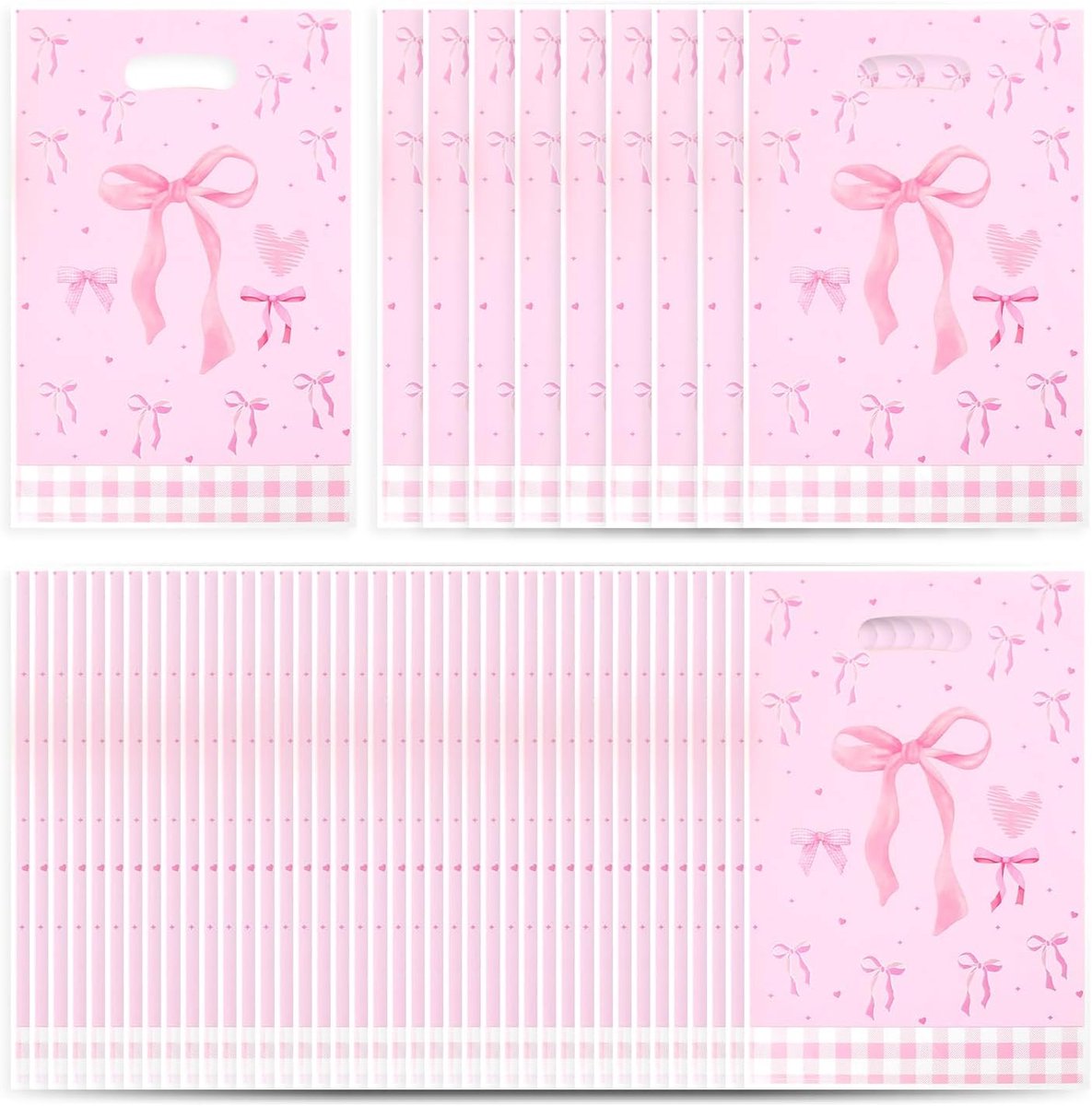 50 Bow -Cadeauzakken, Roze Boogtassen, Verjaardagscadeauzakken, Feestartikelen.