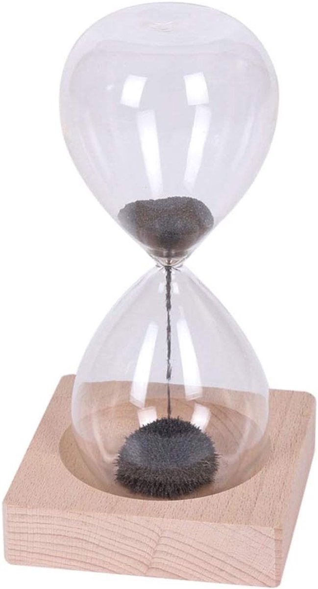 Zandloper 30 seconden 14 x 9 cm basis hout magneet bureau cadeau