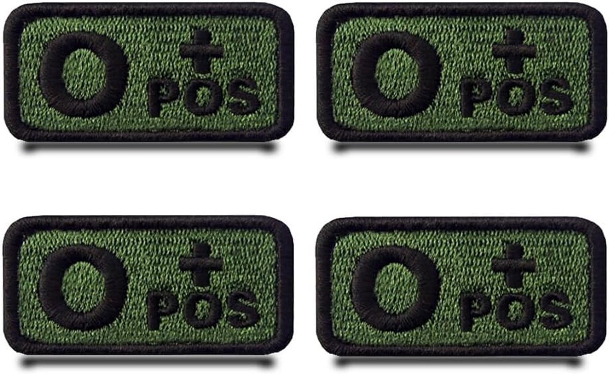 4 stuks type O+ positieve tactische groene grappige vlagpatch afneembare patches met tactische militaire patch applicatie voor tassen, vest, jas, rugzakken, kleding