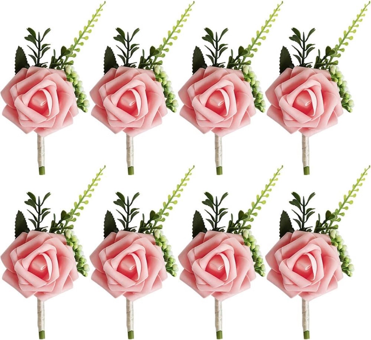 8 Stuks Bruiloft Bondonnières met Rozen, Bloemen voor Bruidsmeisjes, Gasten en Getuigen