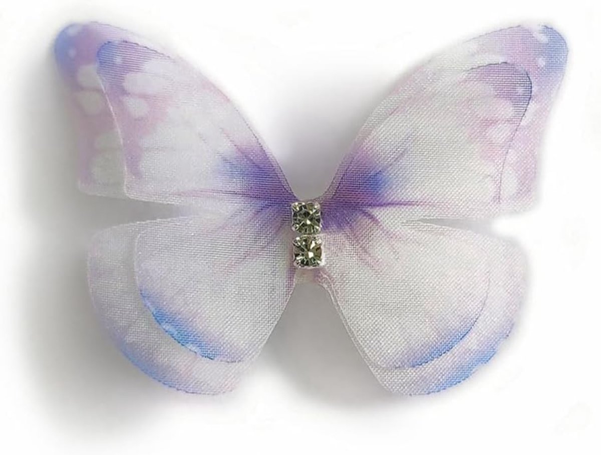 Strassteentjes, organza, kleurrijke vlinders, decoratiestof, glitter, vlindervleugels, ornament voor doe-het-zelf naaien, kleding, applicaties, haarspelden
