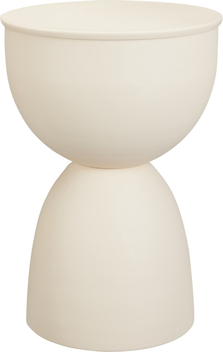 In & Out Deco Bijzettafel - Metaal - Diabolo - Creme kleur - Hoog 45 cm - Rond 31 cm