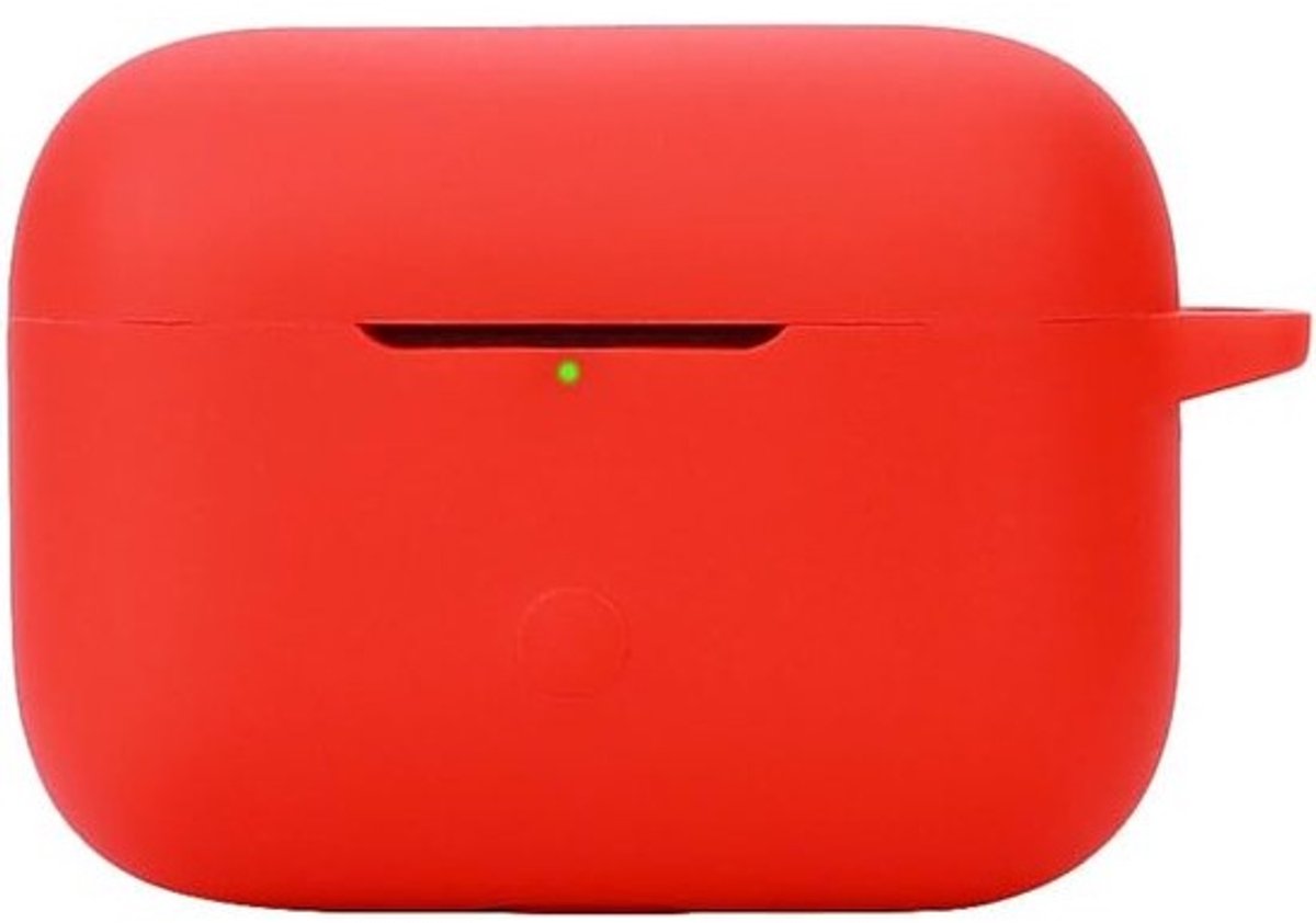 Oortelefoonhoesje - Beschermhoesje voor draadloze oortelefoons - Veilig opbergen - Ondersteunt draadloos opladen - 10x10x3 cm - Rood