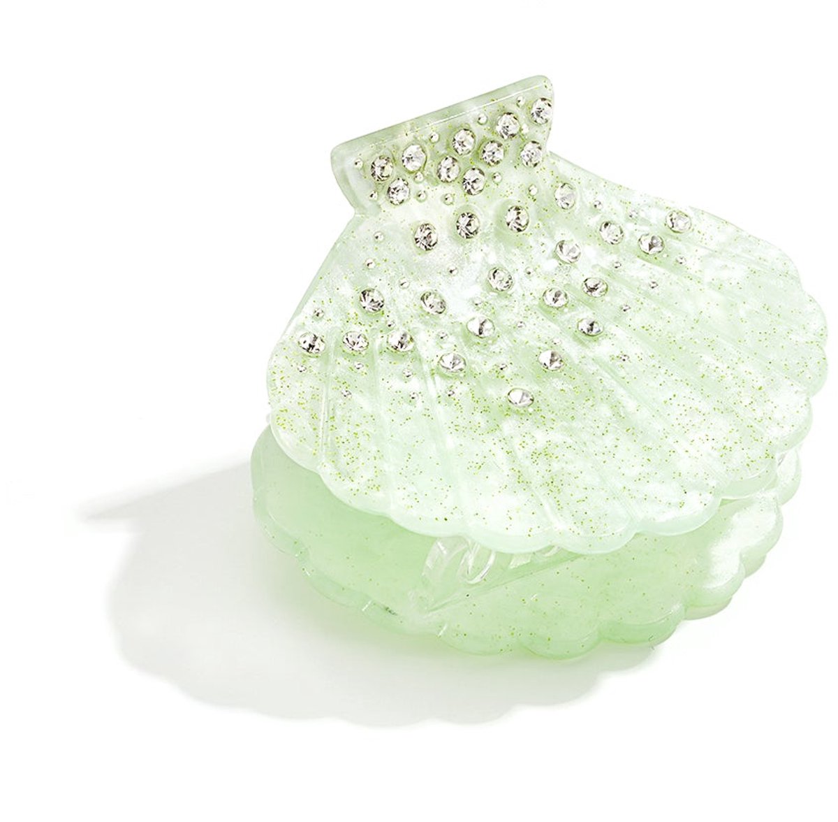 Haarclips van schelp, vakantie-imitatie, acetaat, dagelijkse accessoires - Groen