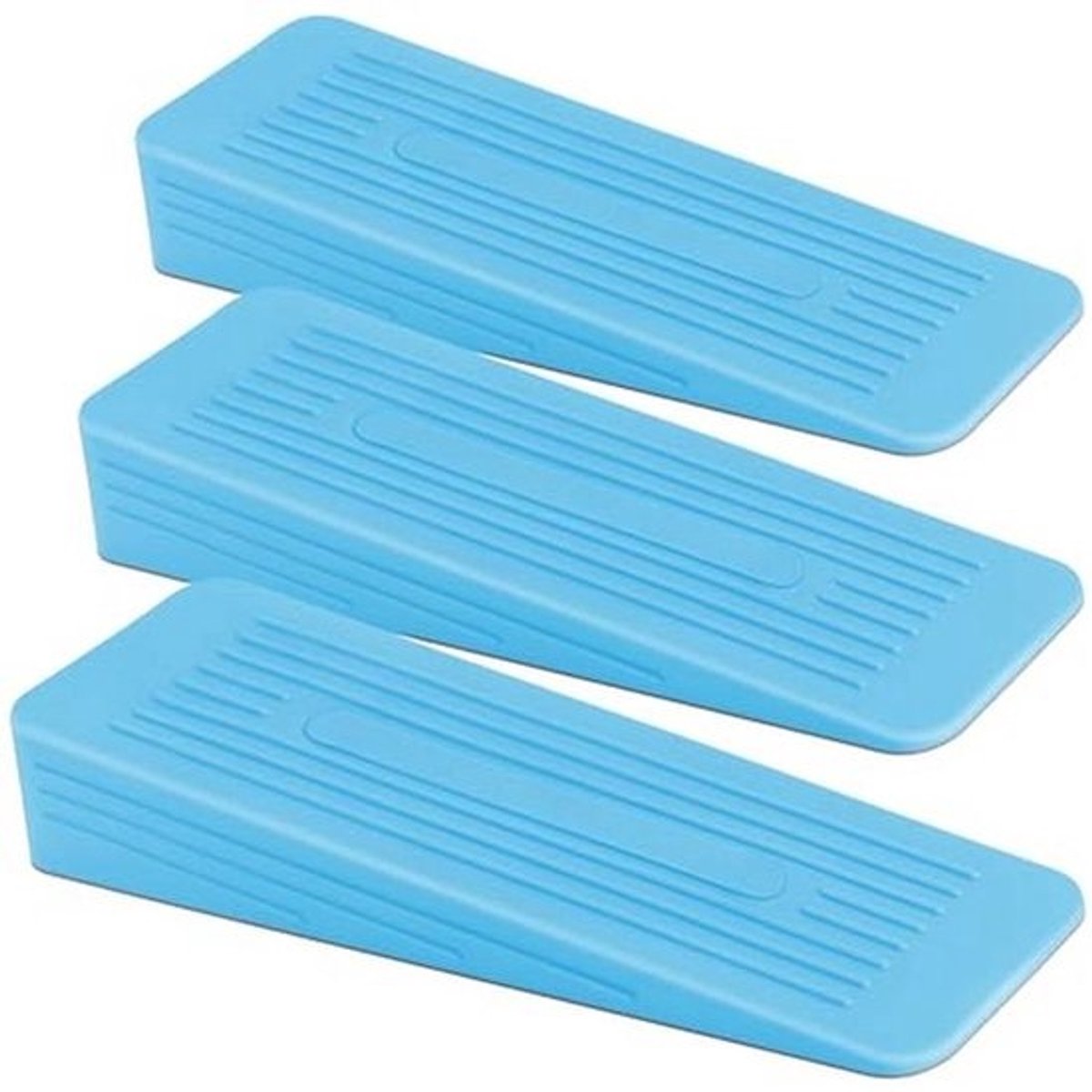 Set van 3 - rubberen deurstoppers - antislip - duurzaam en robuust - geschikt voor alle vloertypes - blauw
