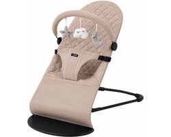 Laavir® Baby Wipstoel Beige | Extra Compact Opvouwbaar | Verstelbare Rugleuning | Inclusief Speelboog met Speeltjes | Inklapbaar & Draagbaar | Veiligheidsgordel | Vanaf 0 Maanden